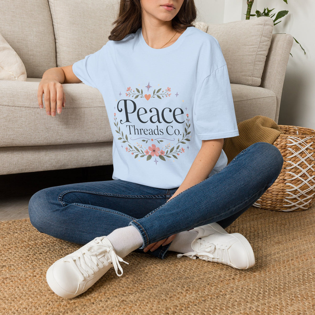 Peace Floral T-Shirt — 'Peace Threads Co' Cottagecore Tee